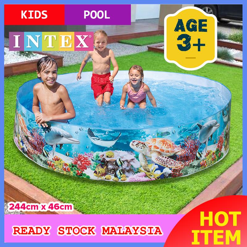 INTEX 58472 Blue Sea Snapset Kids Swimming Pool Cute Cartoon Round ...