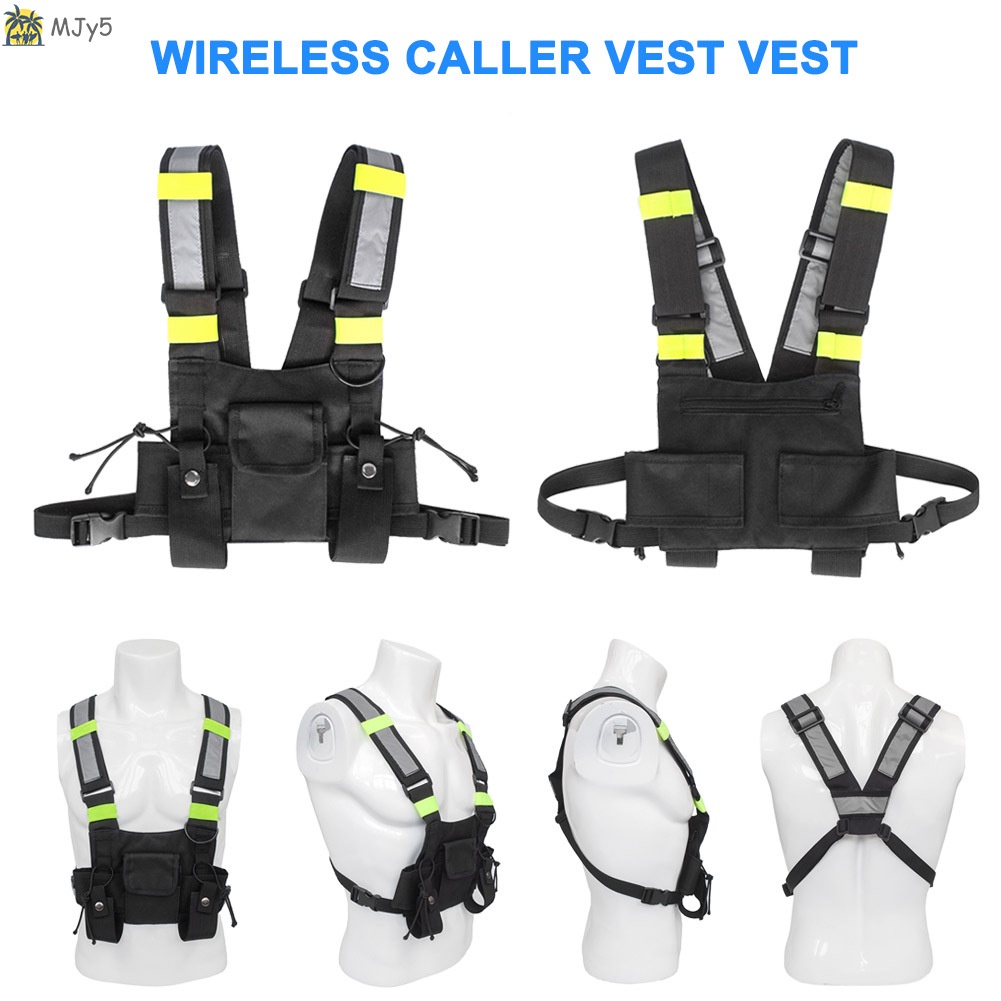 Le'aokuu Hands Free Tactical Chest Rig Bag Walkie Talkie Vest Harness Radio Holster Holder for Men 291, Brown, Medium, Travel