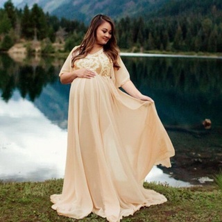 Cute Maternity Dresses Photography Props Lace Chiffon Pregnancy