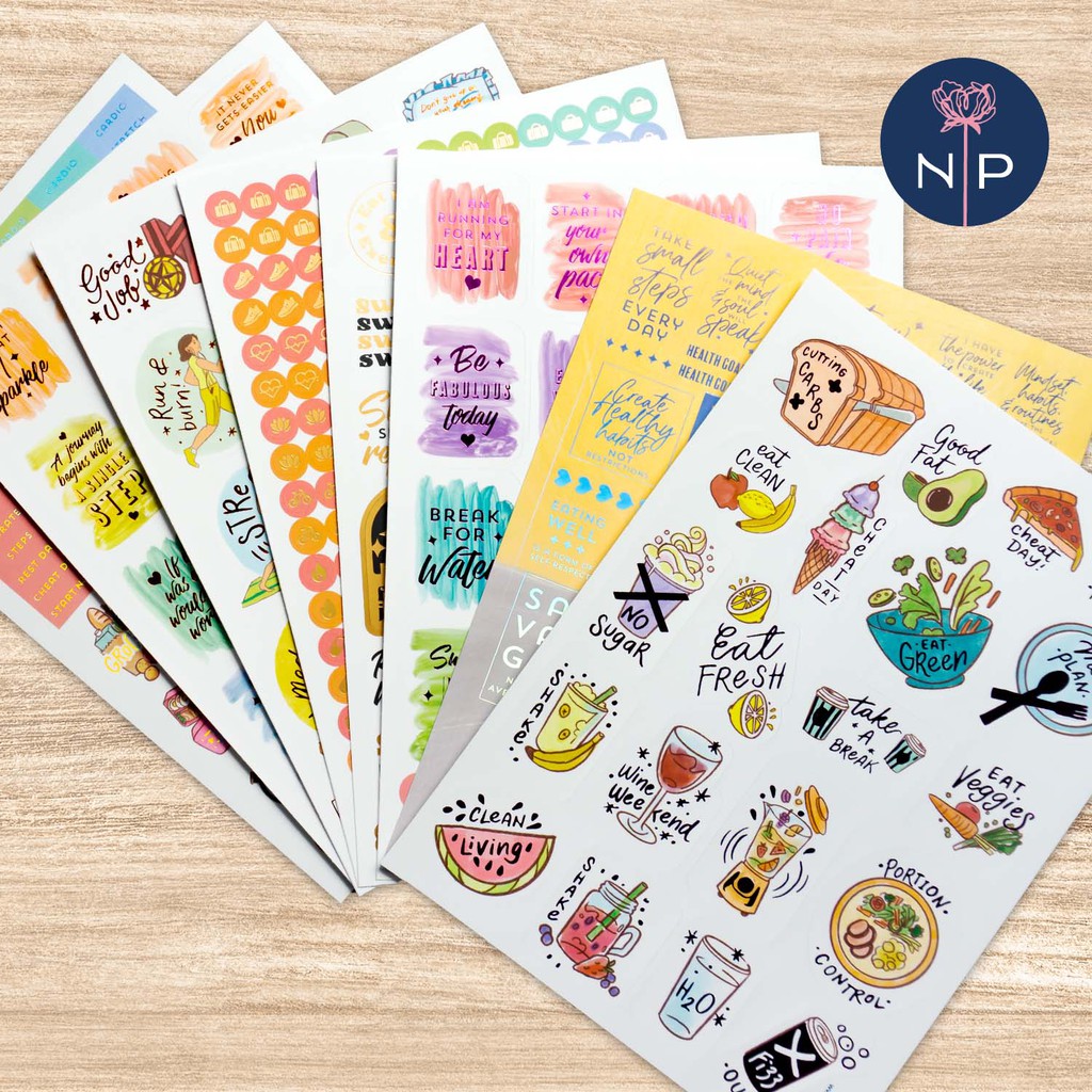 Fitness & Wellness Planner Stickers (8 Sheets, 460+ Stickers)