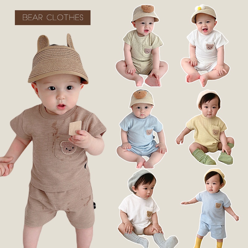 Baby Boys Girls Newborn Summer Short sleeved Bear Embroidery Cute Clothes Shopee Malaysia