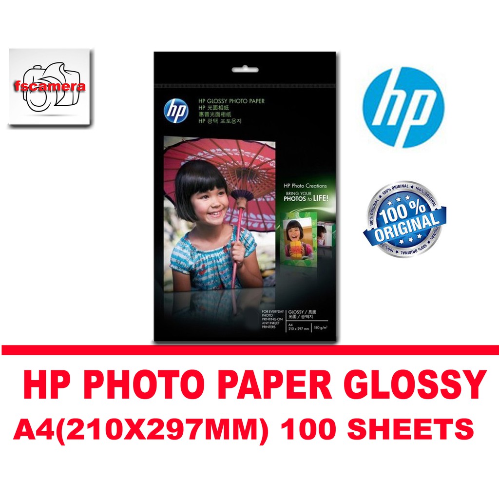 HP ORIGINAL M'SIA A4 (210X297) PHOTO COLOR PAPER 180G/M GLOSSY SUPER