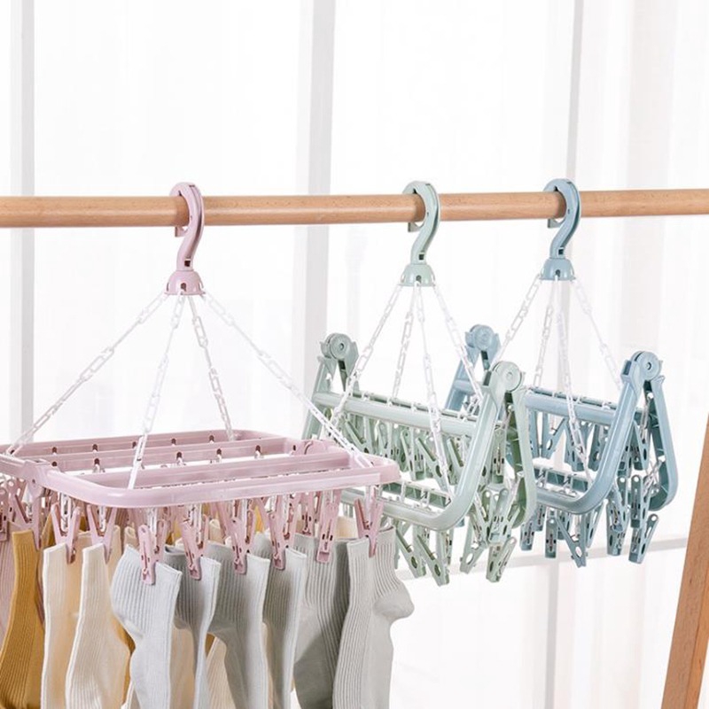 Plastic Multipurpose Square 32 Clip Hanger For Baby Clothes