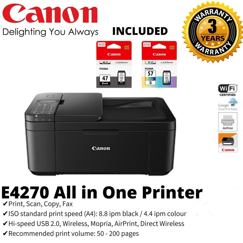 CANON PIXMA E4270 AIO WIFI PRINTER (PRINT/SCAN/COPY/FAX) Shopee Malaysia
