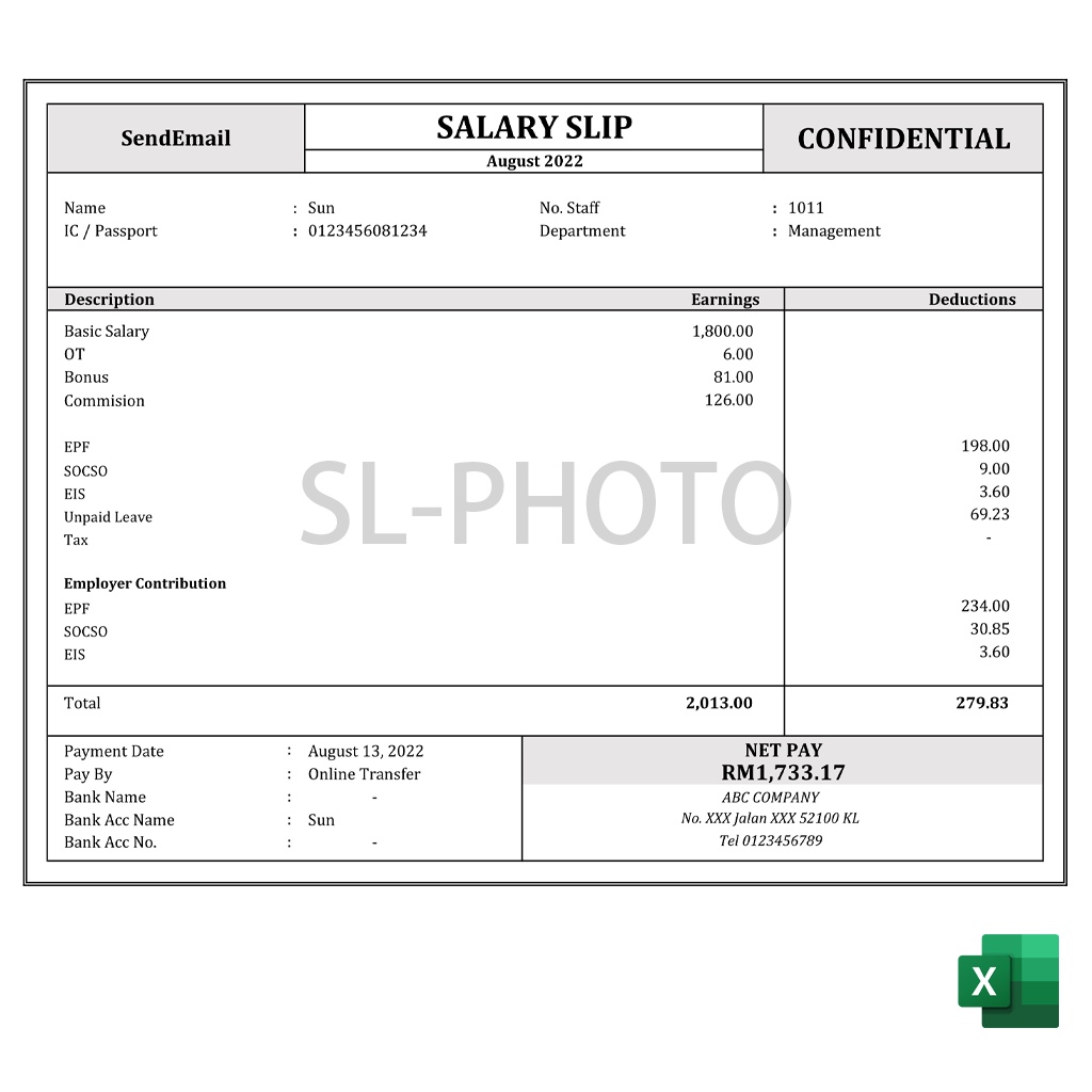 Template Slip Gaji / Payslip Auto Calculation Full Edit Excel / Gaji ...