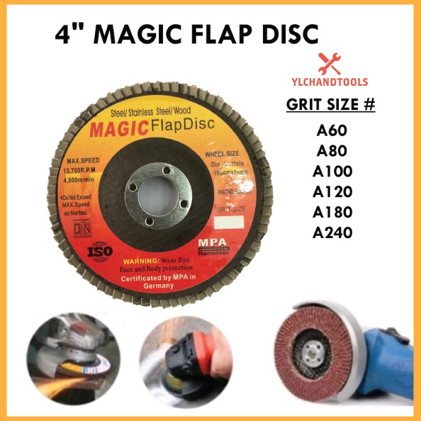 4''/100MM X 10PC '' MAGIC'' FLAP DISC-60#,80#,100#,120#,180#,240 ...