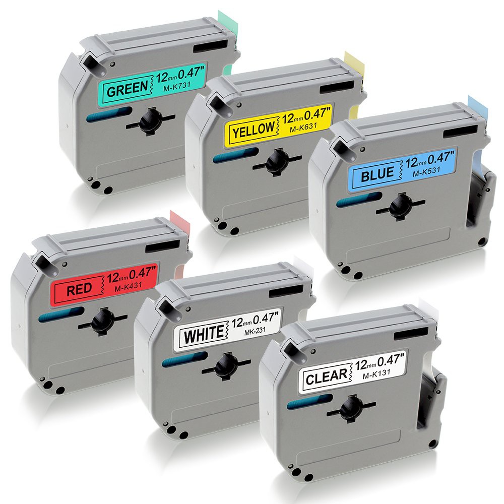 6x MK231 K131 K431 K531 K631 K731 PTouch M Series Tape 12mm Compatible with Brother PT 70BM M95