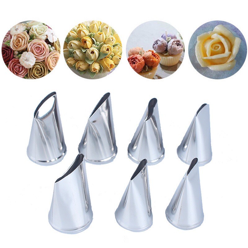 7pcs Rose Flower Petal Buttercream Nozzle Tip for Icing tcc Shopee