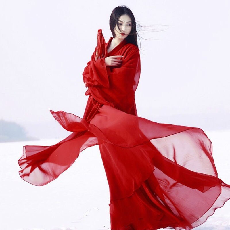 Women Chinese Traditional Hanfu Dress Ancient Fairy Princess Red  Performance Stage Costume Female Chiffon Folk Dance Clothing | Shopee  Malaysia