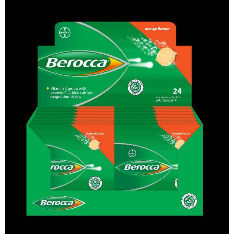 Berocca Effervescent Tablet Orange 24s Sachet (easy to carry) Shopee
