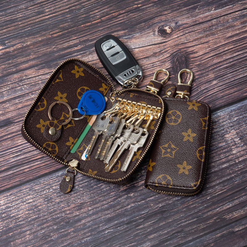 Multi-functional Leather Zipper Closure Car Key Holder Keychains Pouch ...