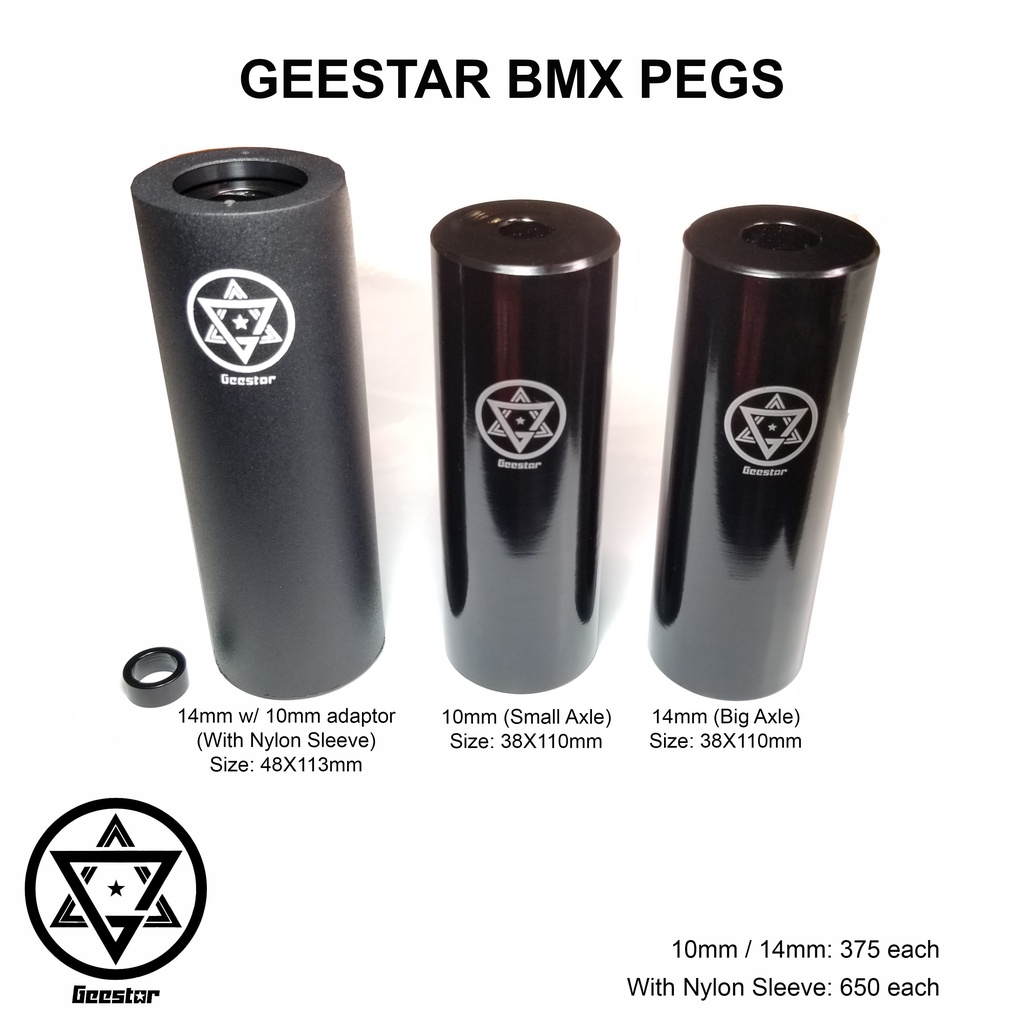 Geestar BMX Bike Pegs Stepknot 10mm Small axle 14mm Big Axle Nylon ...