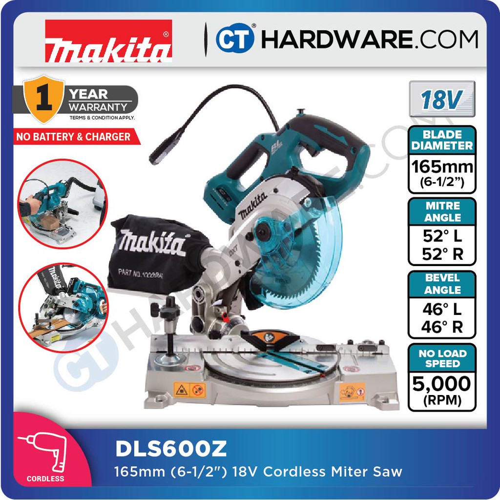 MAKITA DLS600Z CORDLESS MITRE SAW 18V 165mm 6 1 2