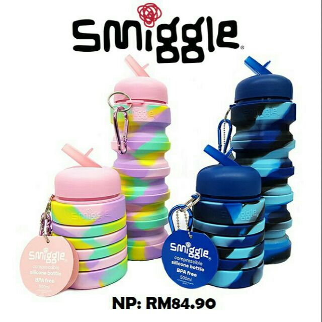 [ORIGINAL] SMIGGLE Squash Silicone Water Bottle 500ml | Shopee Malaysia