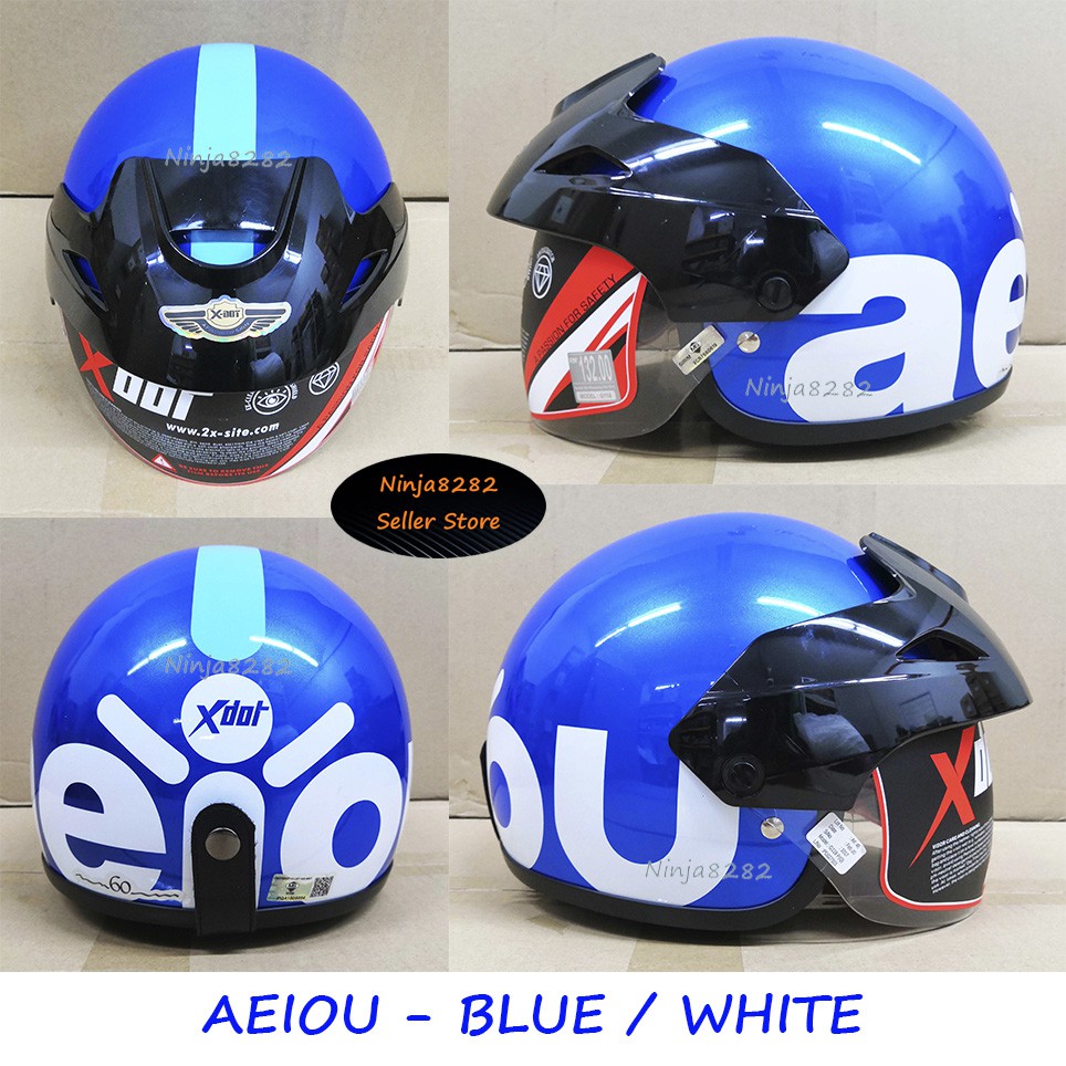 X-dot Xdot G118 Cruiser (AEIOU - BLUE / WHITE) Half Cut Like Helmet SGV ...