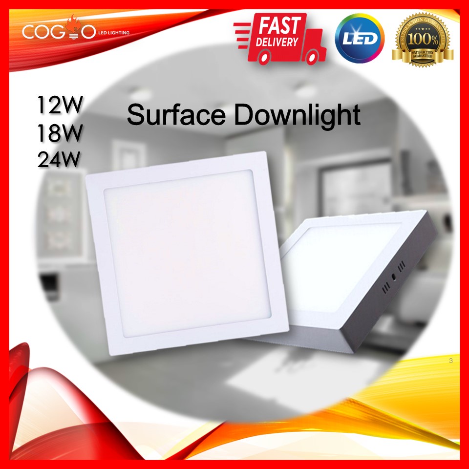 Surface Mounted Downlight LED Square Daylight 6500k Lampu Siling (8 ...