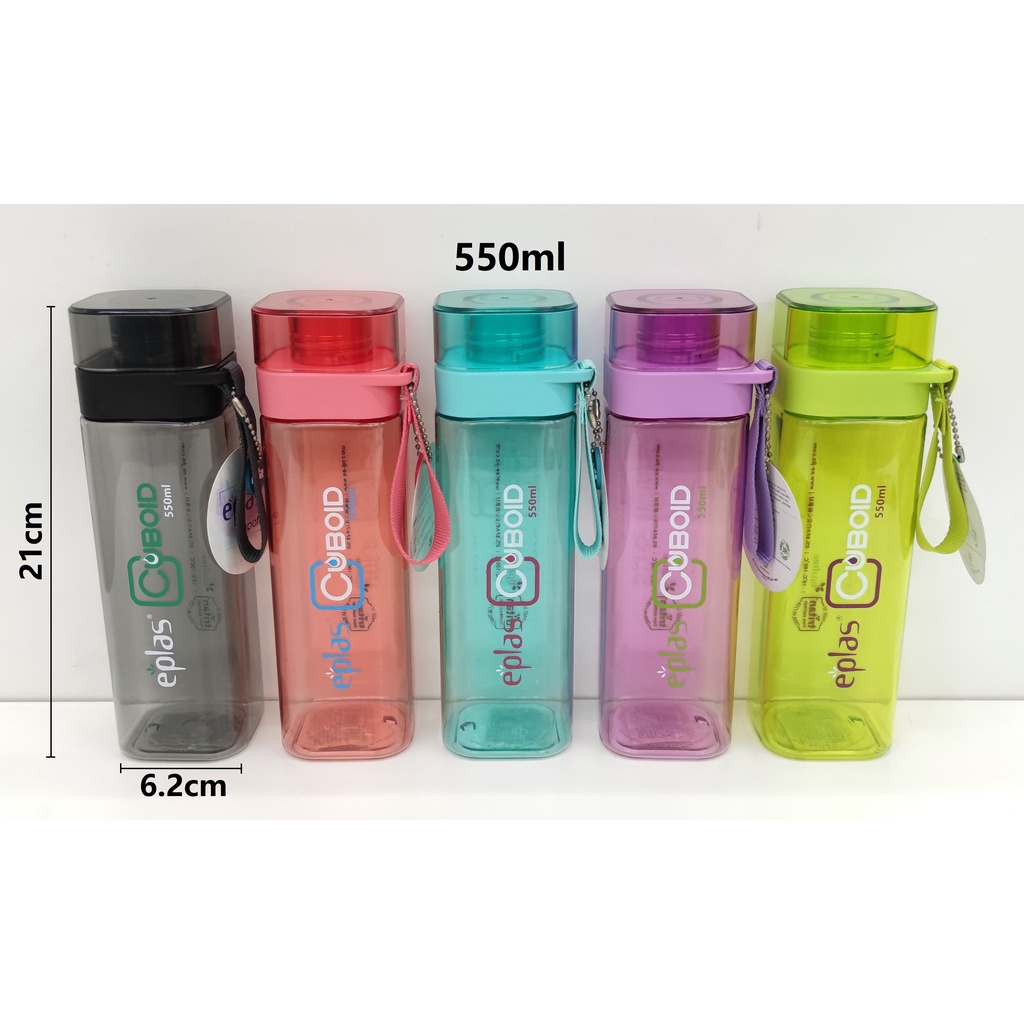 EPLAS MODERN BPA FREE 550ml Sport Water Bottle, Square Travel Bottle ...