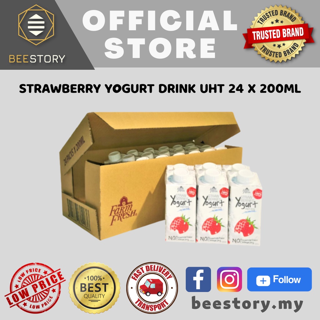 (READY STOCK) Farm Fresh Strawberry Yogurt Drink UHT (24 X 200ML