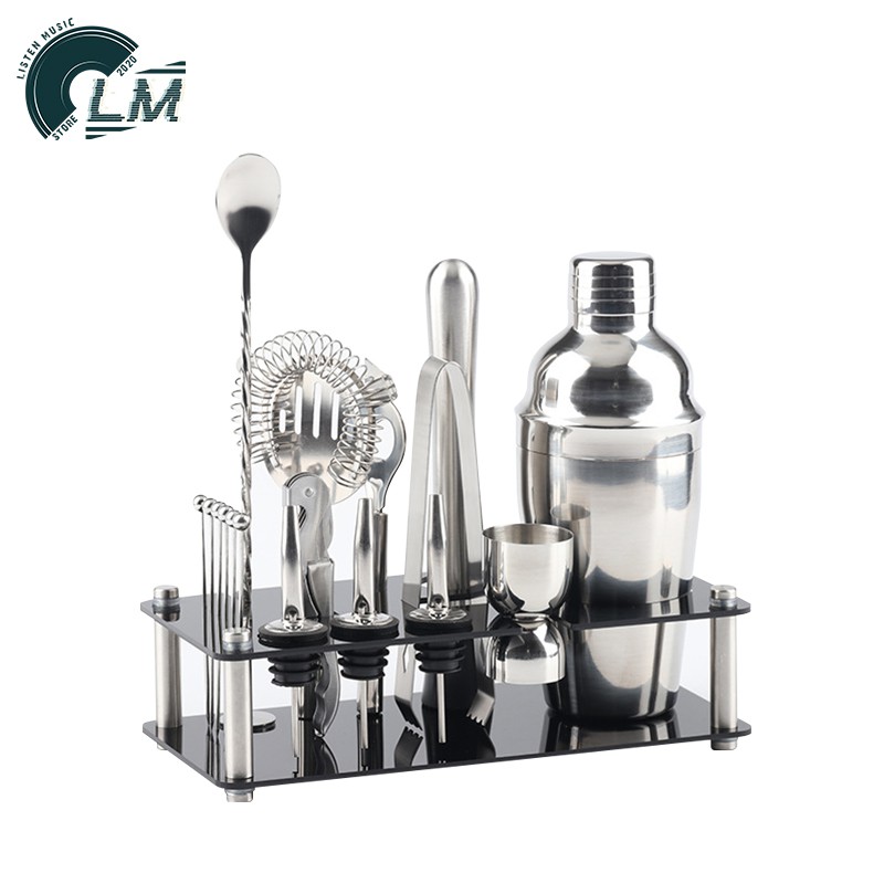 LM Stainless Steel Luxury 18Piece Professional Bartender Free Utensil