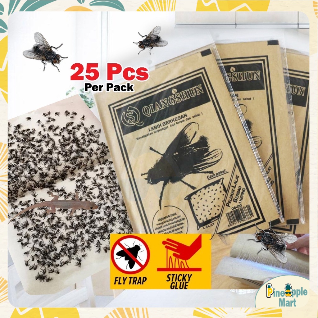 PINEAPPLE【25pcs Per Pack 】Fly Sticker Fly Trap Catcher Lizard Trap ...