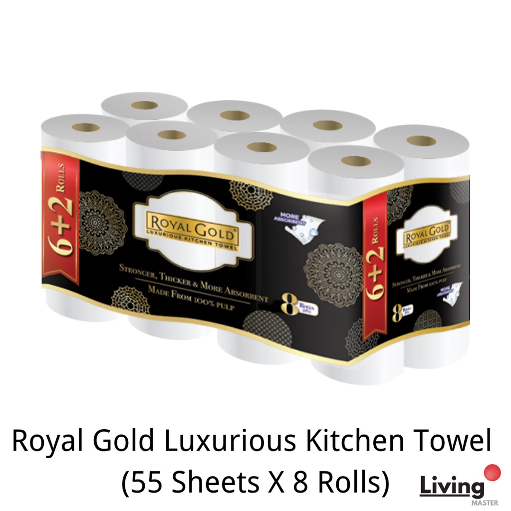 White Kitchen Towel (8RL X 55SH) Kitchen Roll Kitchen Paper Towel Royal