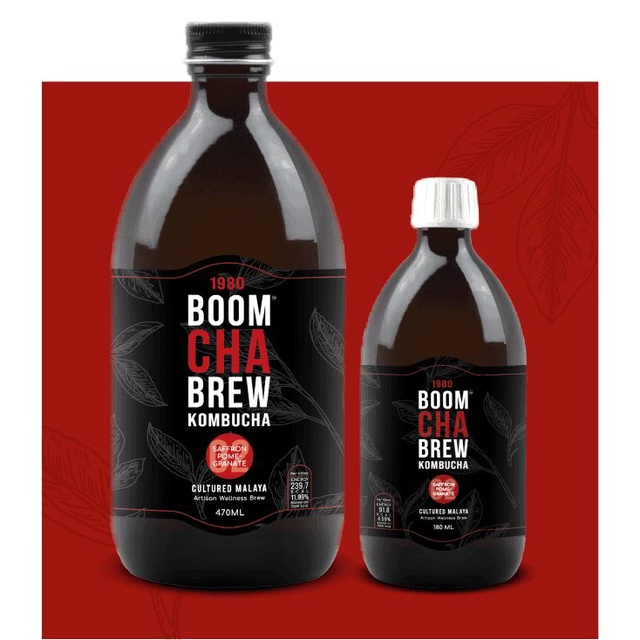 1980 BOOM CHA BREW KOMBUCHA Saffron Pomegranate (Immunity/Probiotic