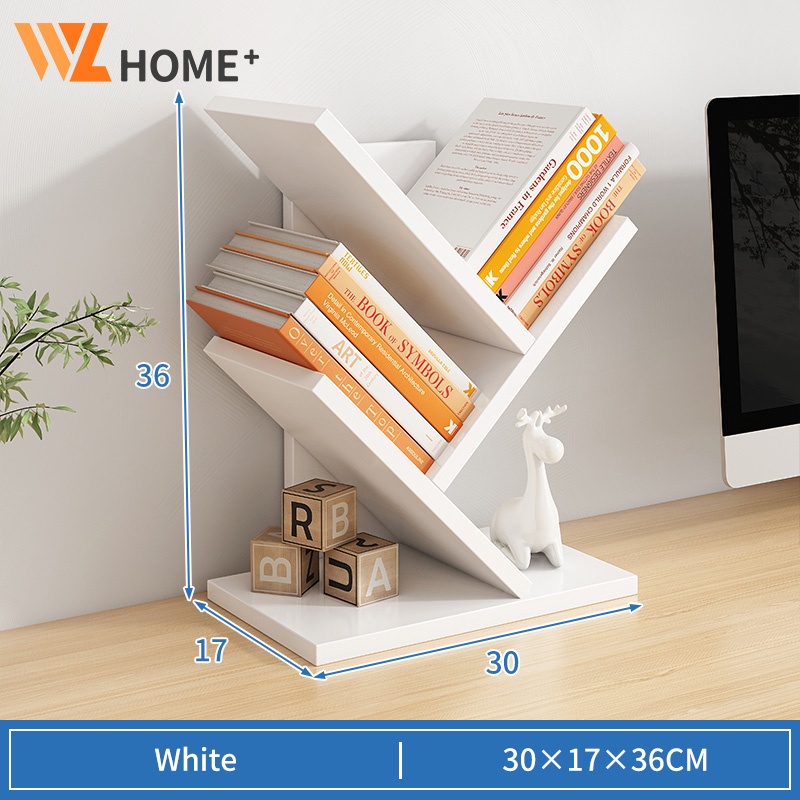 Rak buku moden desktop rak buku bookshelf 3 Tier / 5 Tier Tree Shape Table Top Bookshelf Bookcase Storage Rack Buku Kayu