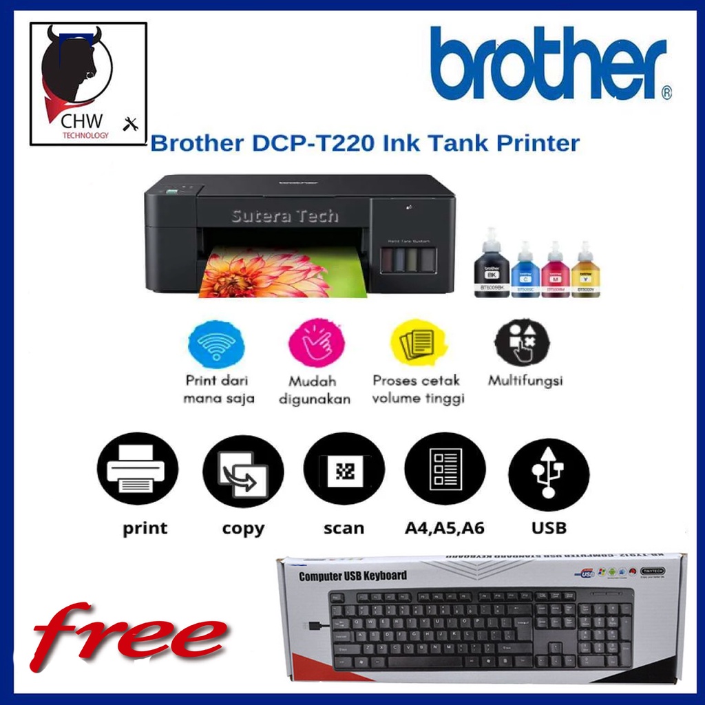 BROTHER ORIGINAL MALAYSIA Brother DCPT220 Multifunction Print, Copy