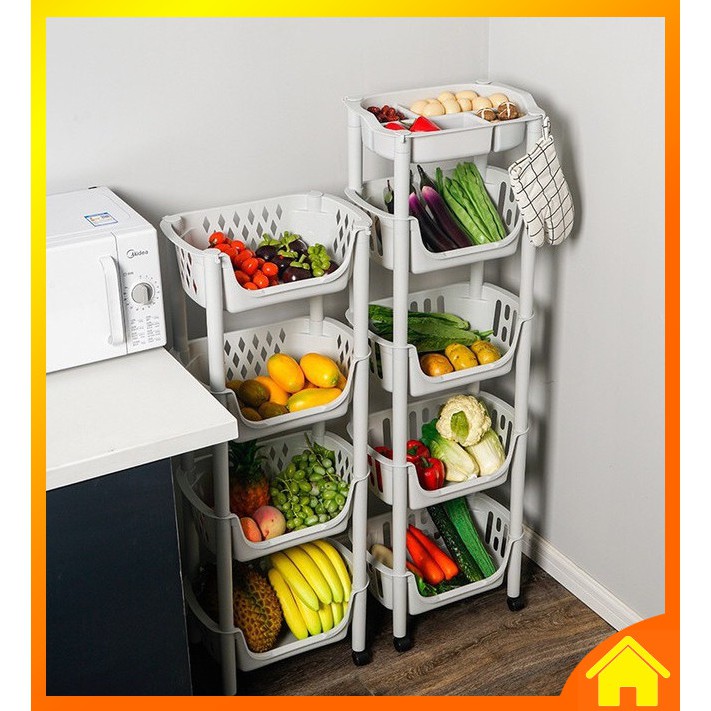 [OneHome] Kitchen Basket Storage Trolley Rack + Vegetables Tray with ...