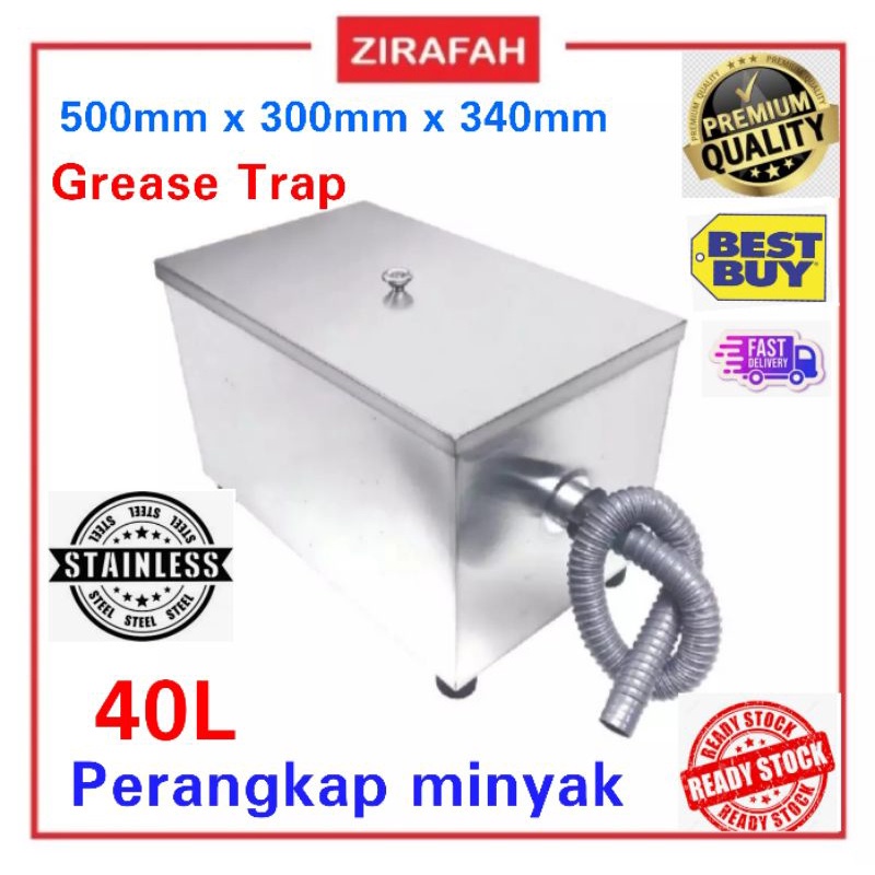 Beres Stainless Steel Grease Trap Perangkap Minyak Penapis Gris Interceptor  Oil Water Separator for Sink Dapur