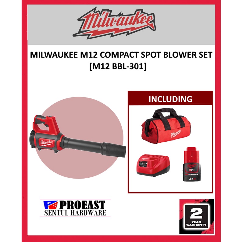 MILWAUKEE M12 BBL-301 Compact Spot Blower With 3.0AH Battery Set / Leaf ...