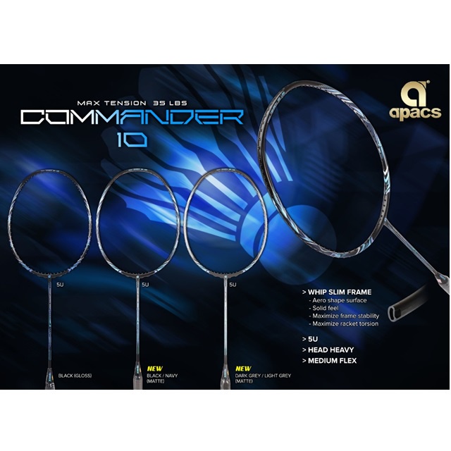 APACS COMMANDER 10 BADMINTON RACKET (ORIGINAL & READYSTOCK) | Shopee ...