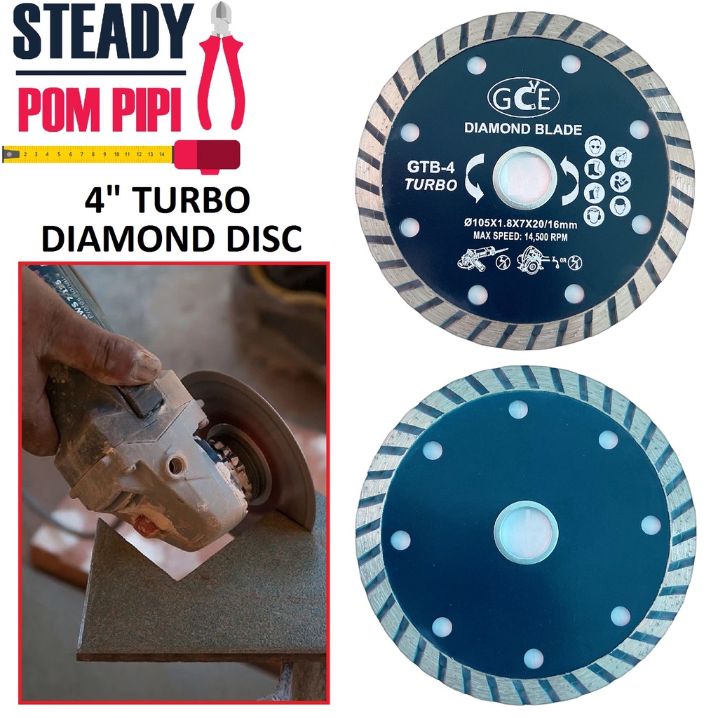GCE NAWAKI 4" TURBO DIAMOND CUTTING DISC FOR GRANITE, STONE, TILE AND