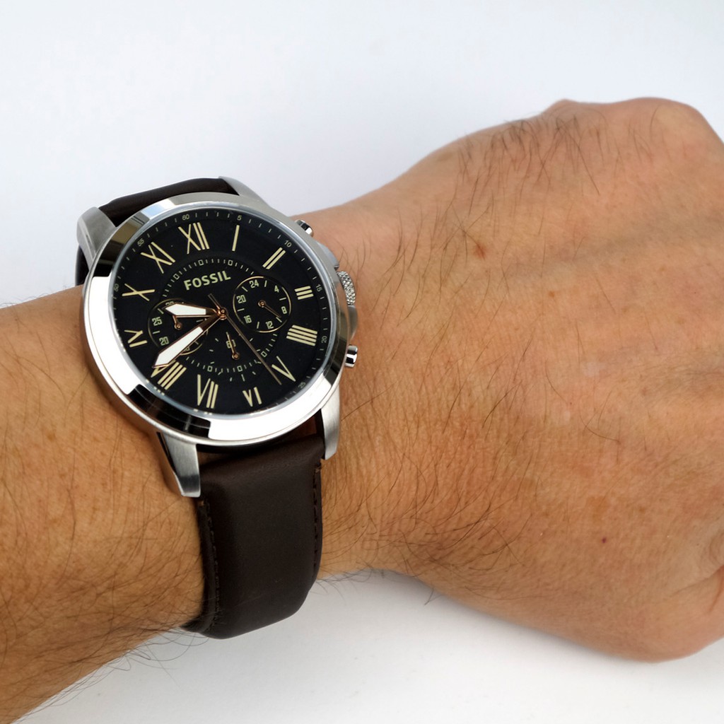 Original Fossil FS4813 Men s Grant Chronograph Brown Leather Strap Men Watch Shopee Malaysia