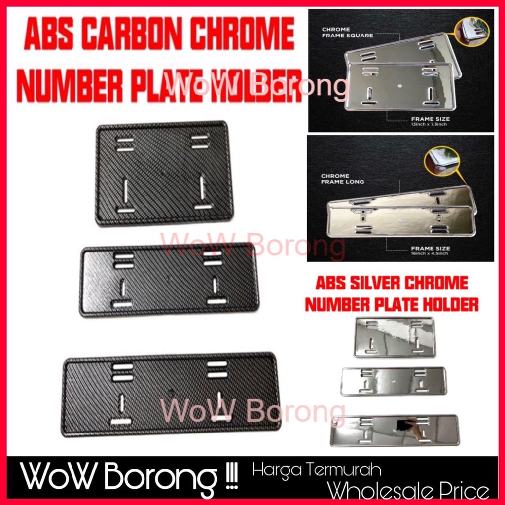 Universal PLASTIC ABS SILVER CHROME & Carbon NUMBER PLATE HOLDER ...