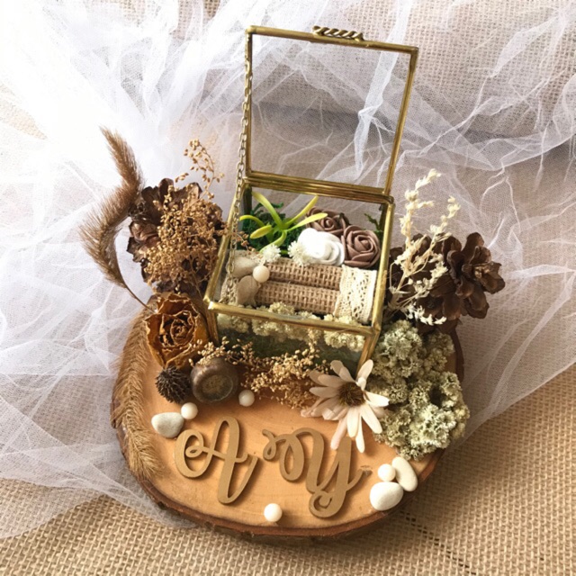 Ring Bearer Glass Terrarium Ring Box Free Write Name Shopee Malaysia