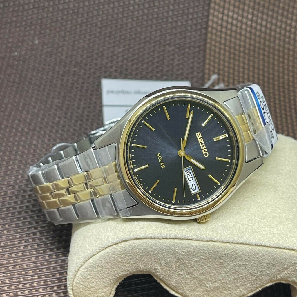 Seiko SNE034P1 Solar Power Two Tone Gold Stainless Steel Analog Men s Watch Shopee Malaysia