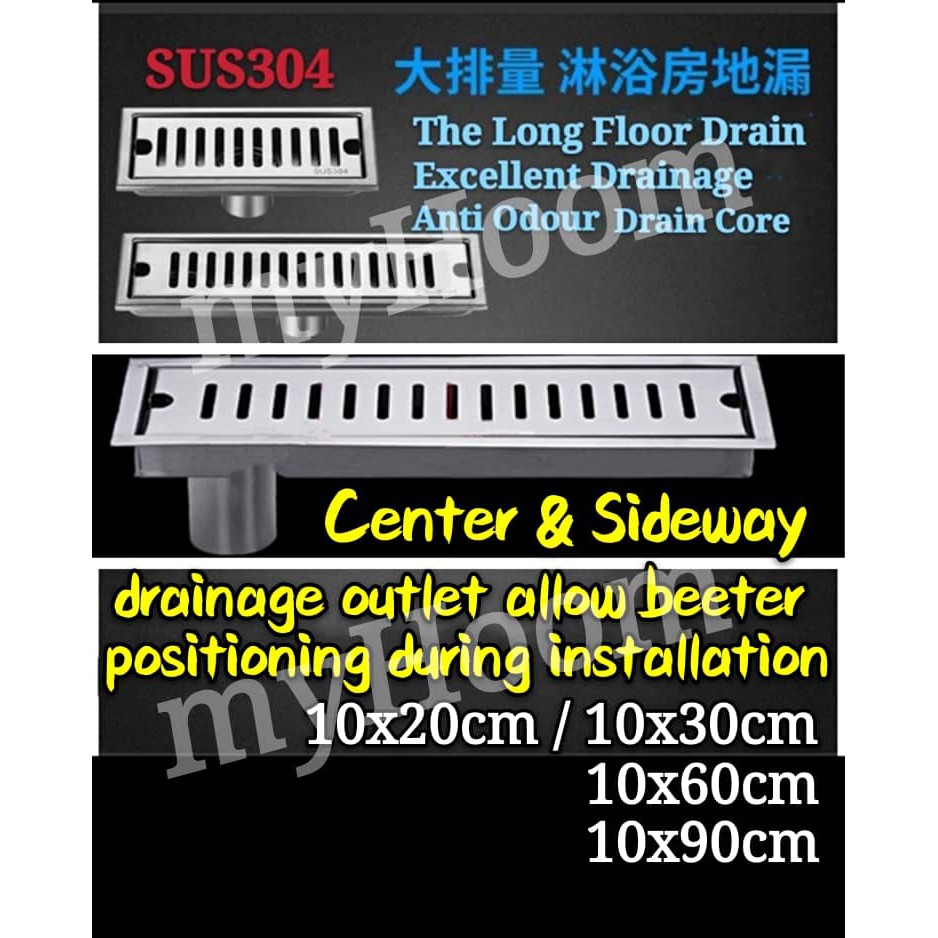 10x20X30X60cm Rectangle SUS304 Floor Drain /2way Rectangle Floor Drain ...