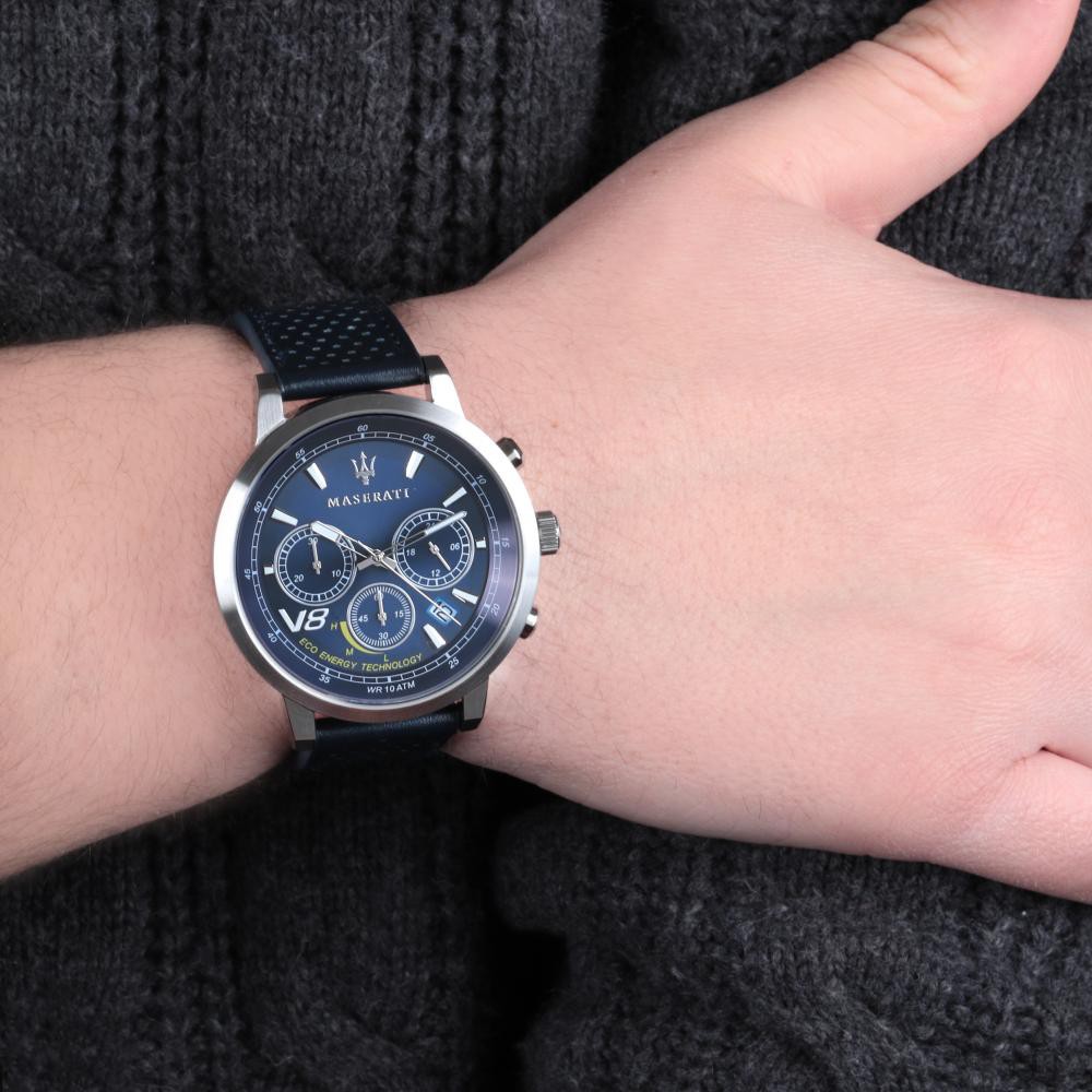 2 Years Warranty Maserati GT Blue Leather Eco Solar Drive Chronograph Men s Watch R8871134002 Shopee Malaysia