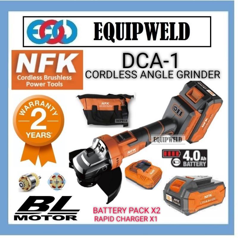 Nfk V Dca Cordless Angle Grinder Slim Mm M Rpm Brushless Ah Battery X