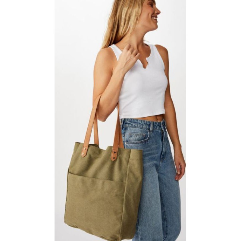 Cotton On rubi Olive Carryall Tote Bag Shopee Malaysia