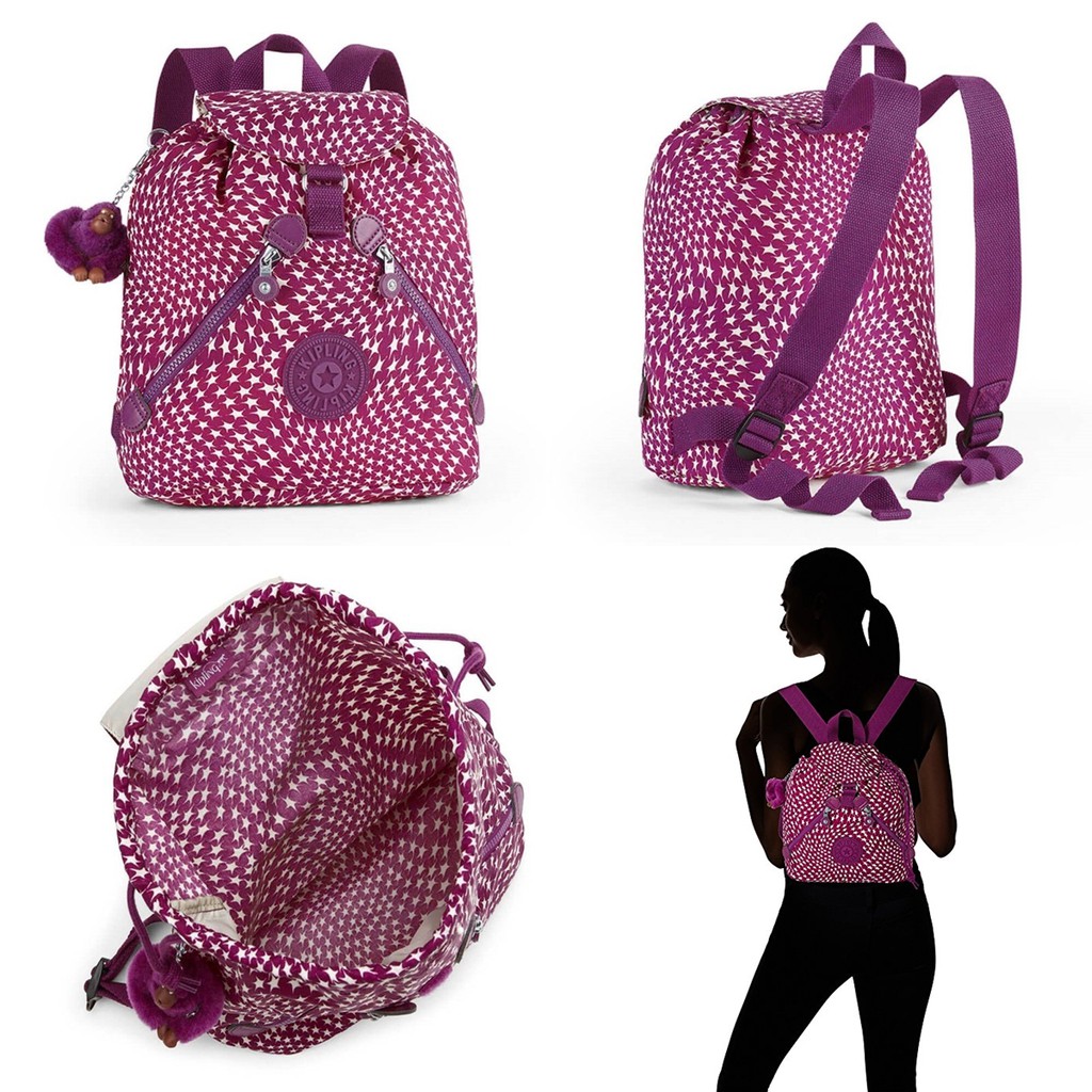 BNWT Authentic Kipling Bustling Medium Sized Drawstring Backpack