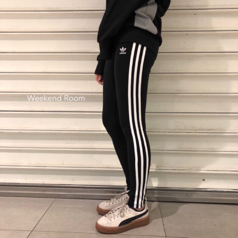 adidas womens Linear Leggings Black/White Large 