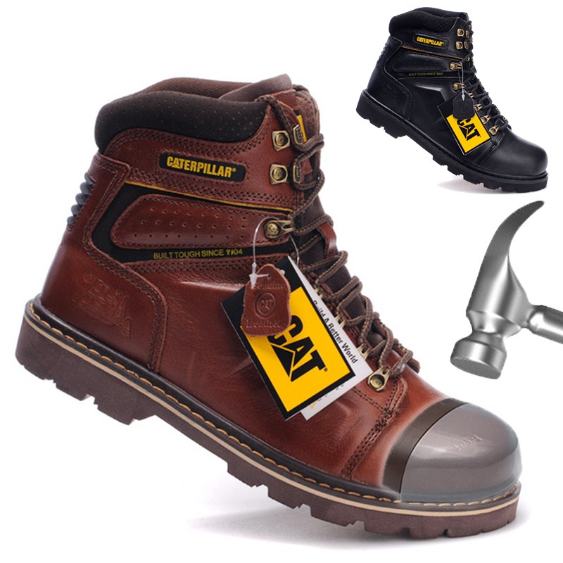 Ready Stock Caterpillar Kasut kerja lelaki Safety boots men outdoor work boots steel toe boots Genuine Leather Size 38 46 Shopee Malaysia