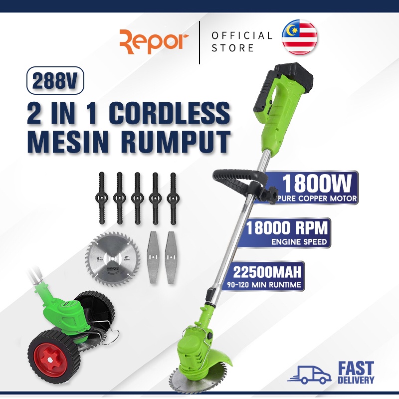 Mesin Rumput Bateri Elektric Grass Cutter Trimmer Lawn Mower Cordless