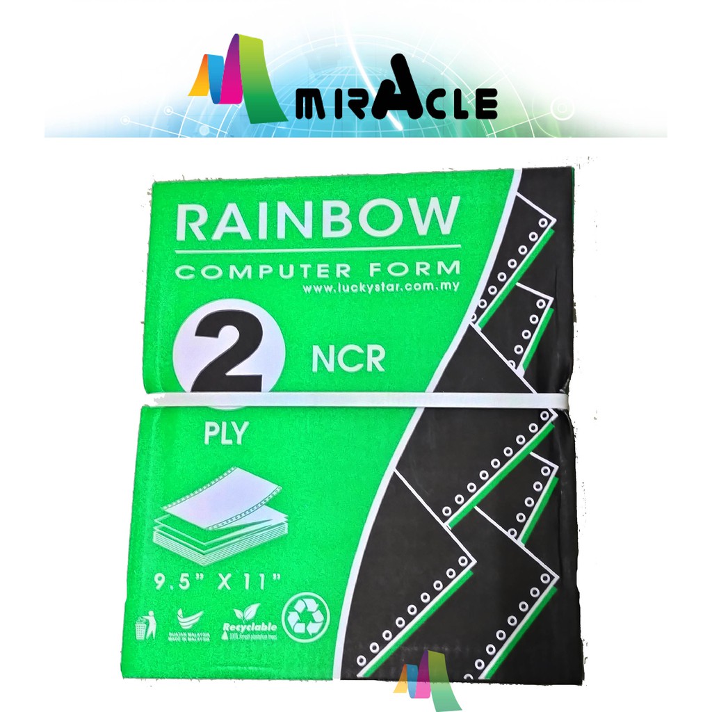 Computer Form Rainbow 2ply 2up NCR 9.5