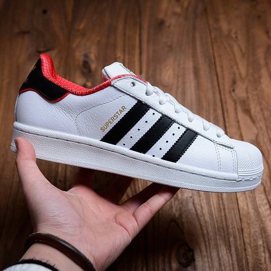 Adidas superstar cheap mens red stripe