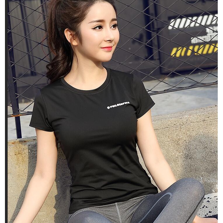 Women sports T-shirt quick dry Short-sleeve Gym yoga shirts black