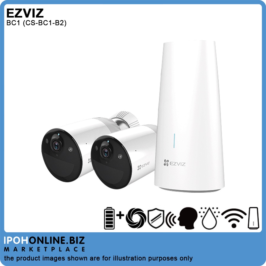 EZVIZ BC1 Wire-Free Smart Home Battery-Powered Camera Kit - CS-BC1-B2 1 ...