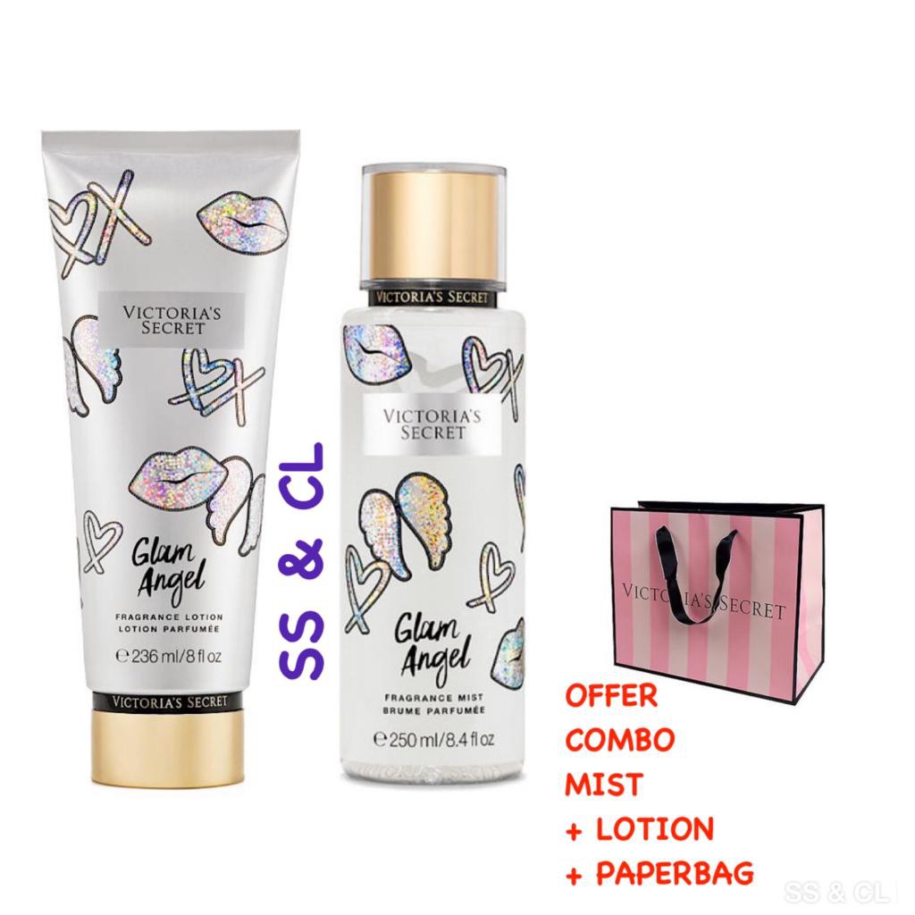 ORIGINAL VICTORIA SECRET GLAM ANGEL BODY MIST + LOTION COMBO Shopee